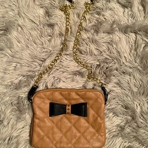 Nude Aldo cross body purse with gold hardware